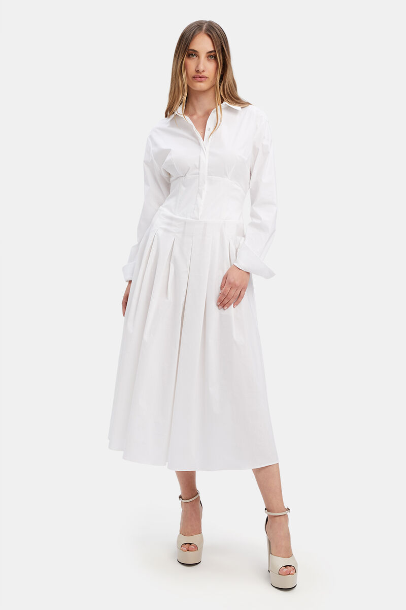 Long-Sleeve Corset Shirt Dress