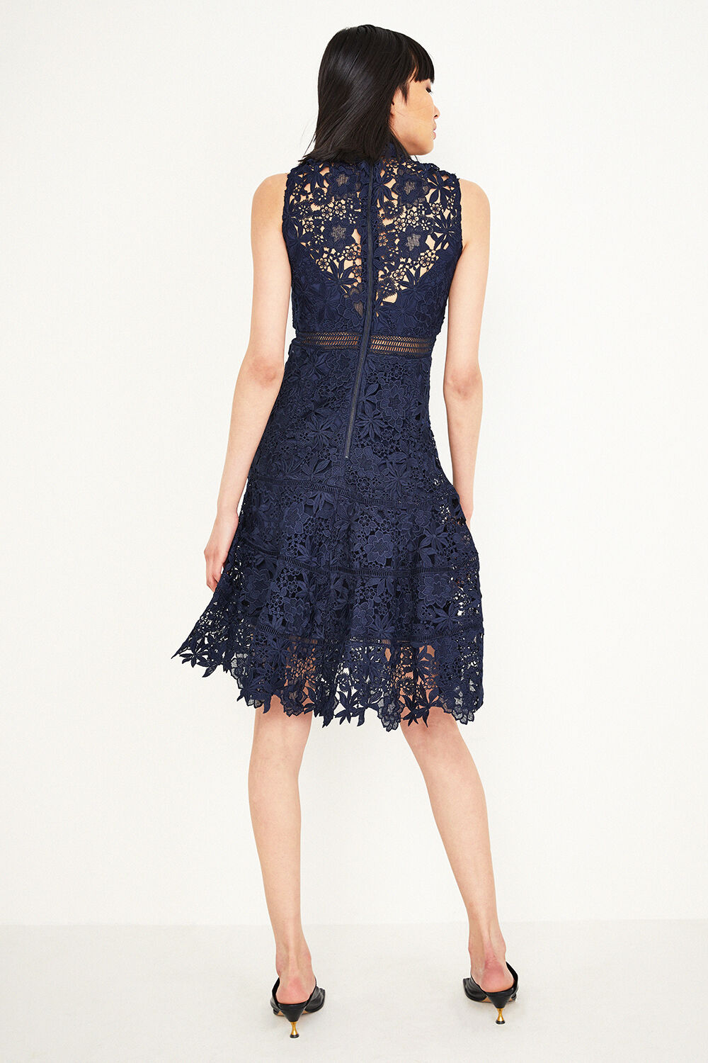 Bardot navy cheap lace dress