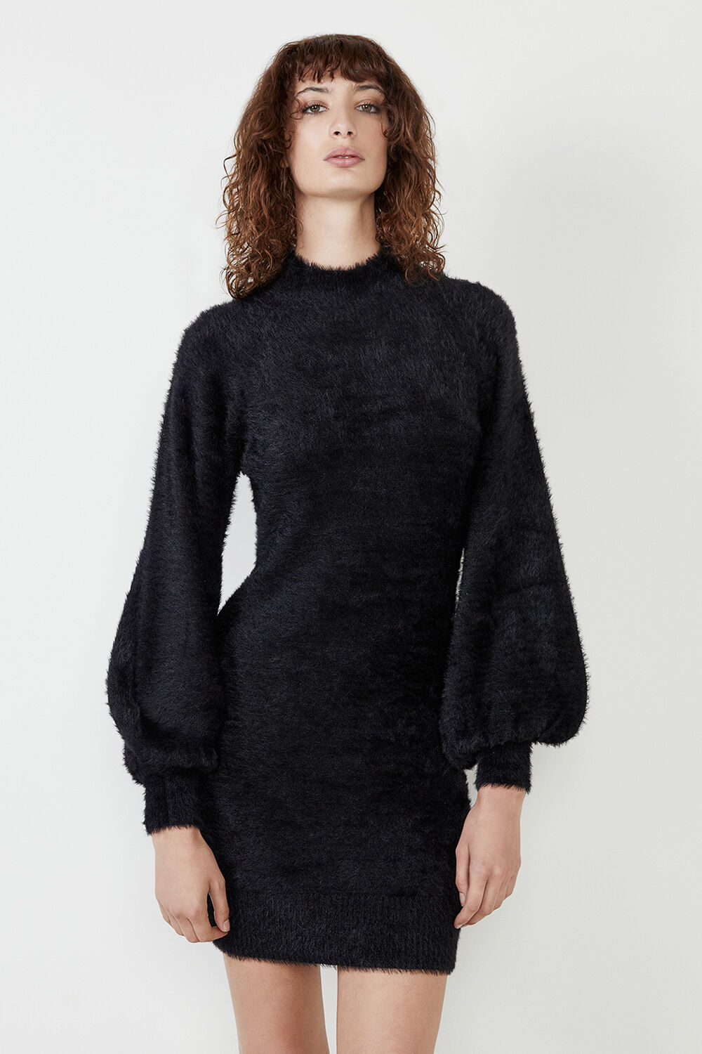 Bell Sleeve Knit Dress in Black | Bardot