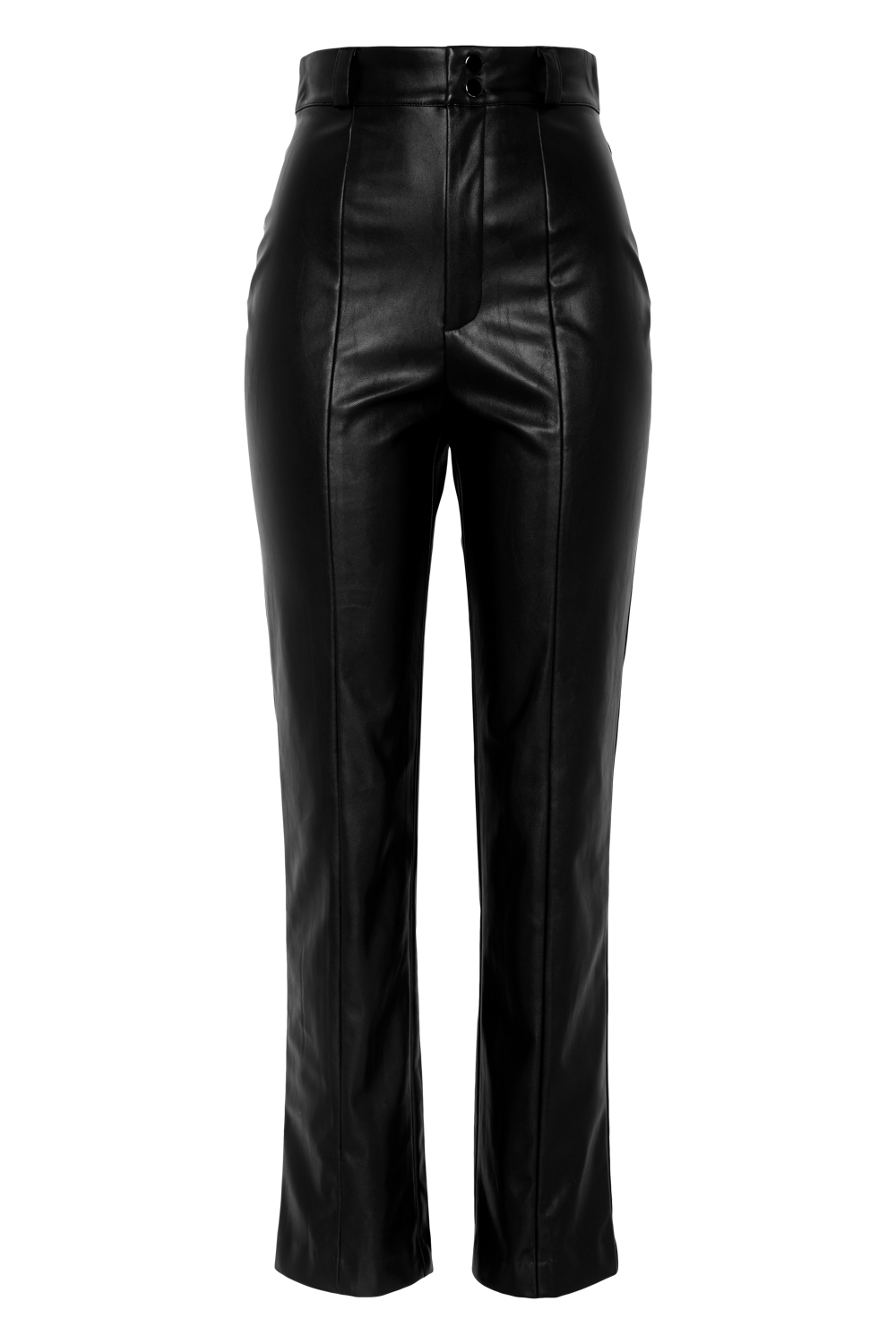 Buy Trendyol Mink Limited Edition Black Carrot Woven Faux Leather Trousers  With Buttons In The Front Online