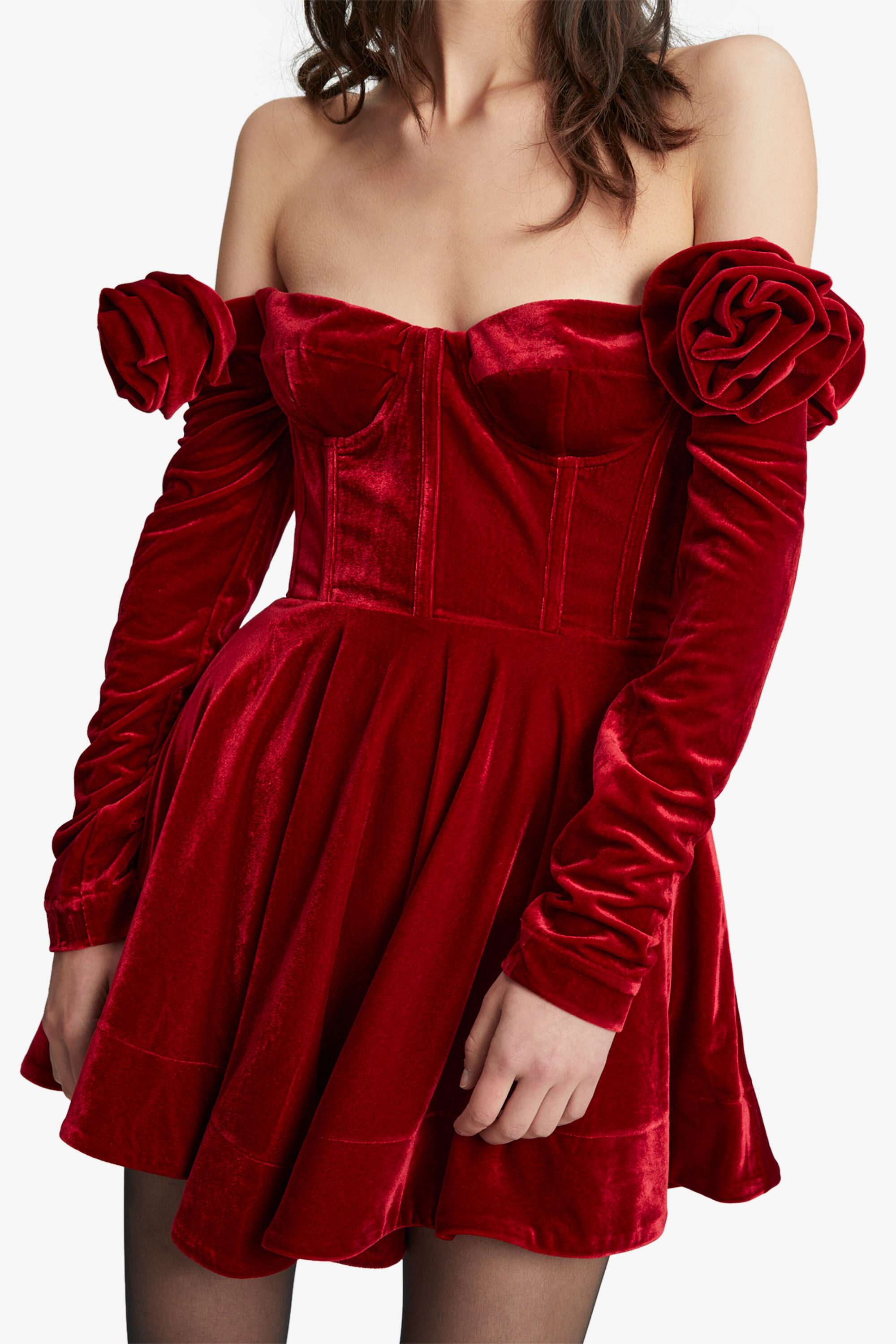 Sigma Velour Mini Dress In Fire Red | Bardot